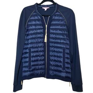 Lilly Pulitzer Women’s Darci Down Puffer Jacket Navy Blue Size Medium